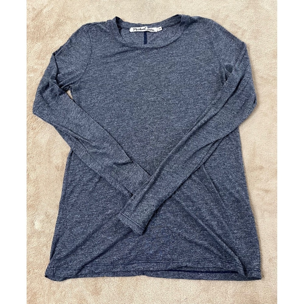 Michael Stars Juliet Waffle-Knit Tee Women's OS Dark Blue Crew-neck L/S EUC
